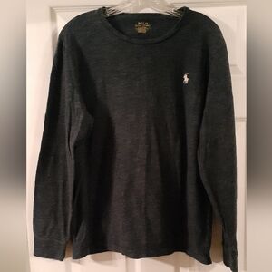 Polo Ralph Lauren men's L grey white pony logo long sleeve slim fit shirt